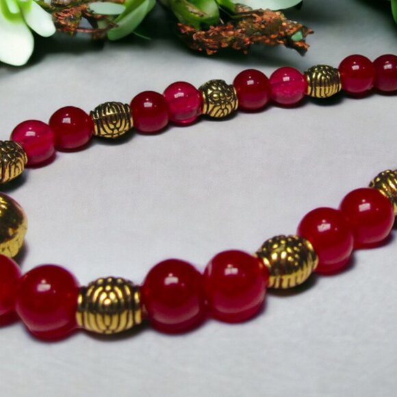 NEW Nemean Lion bracelet with dark pink agate gemstone beads. Myth jewelry. - Picture 3 of 6